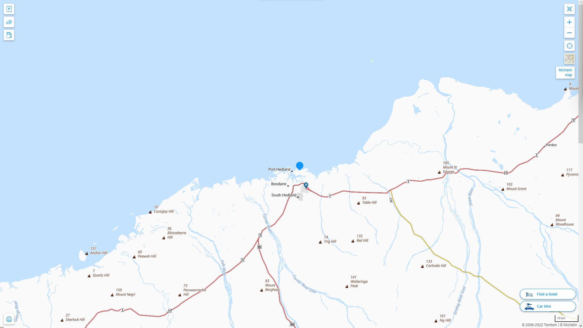 Port Hedland Highway and Road Map